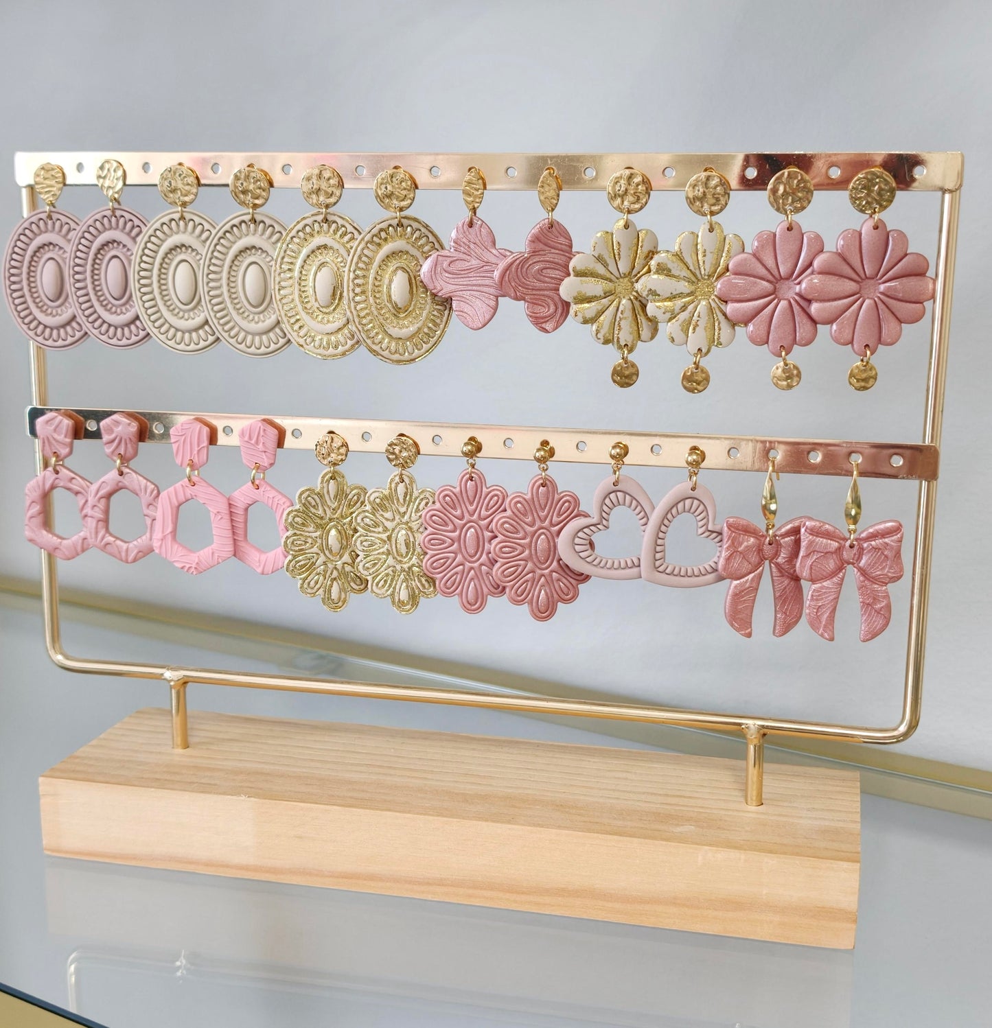 Polymeerklei oorbellen boho beige