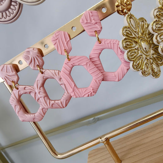 Polymeerklei oorbellen bella rosé goud