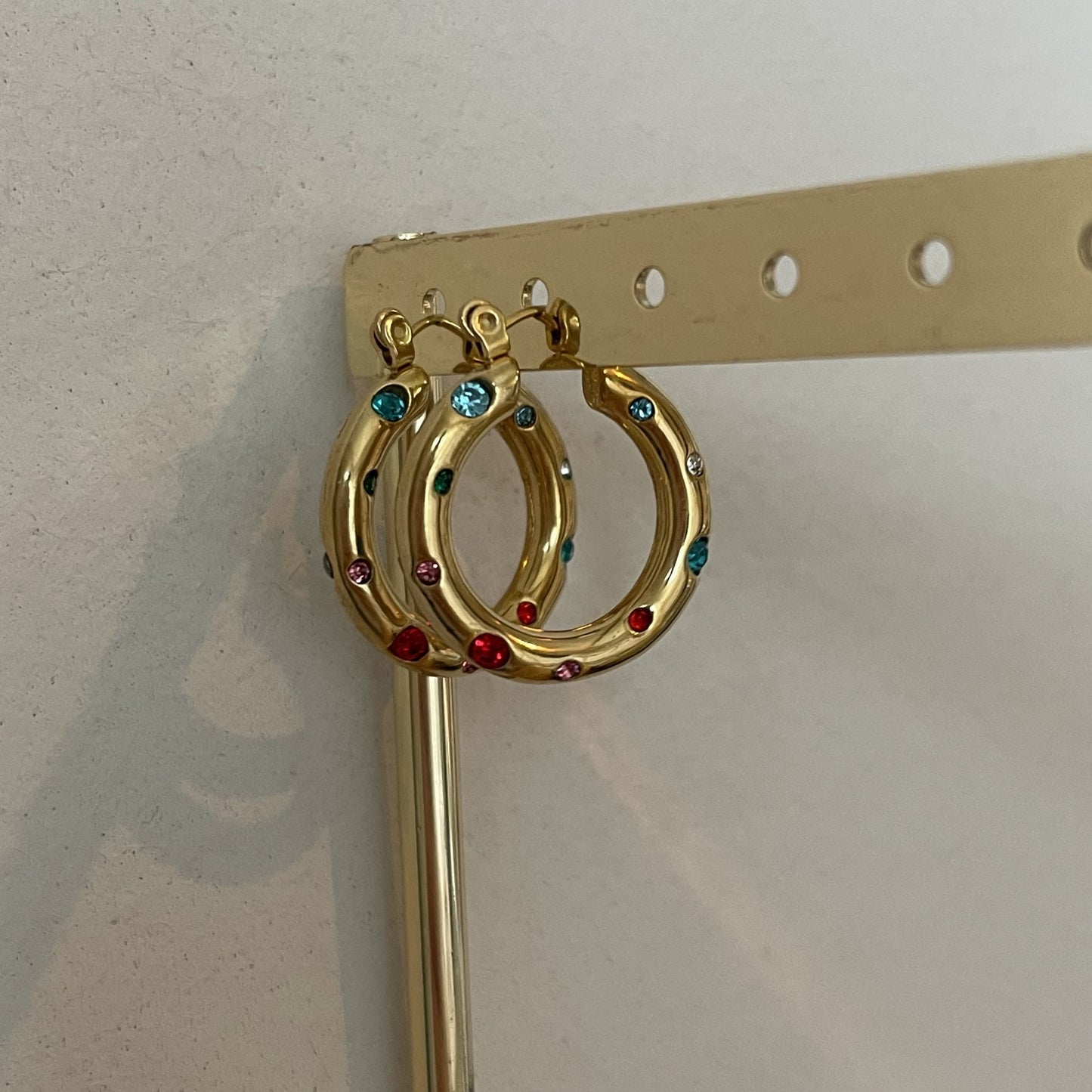 Oorbellen colorful diamonds