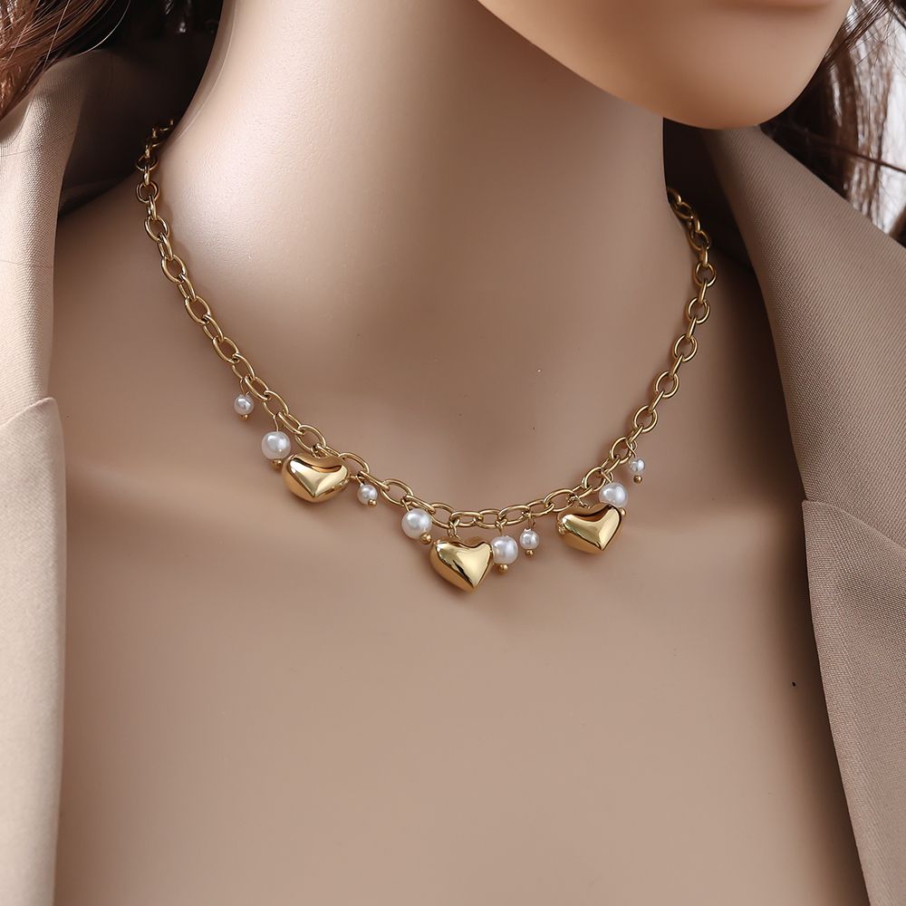 Ketting pearl hearts