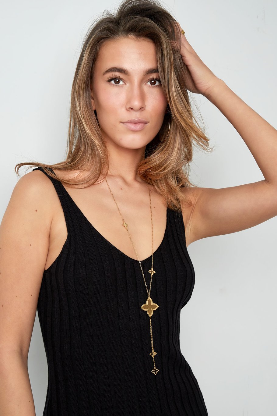 Lange ketting clover ZILVER