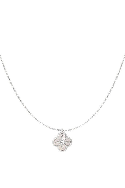 Lange ketting klaver ZILVER
