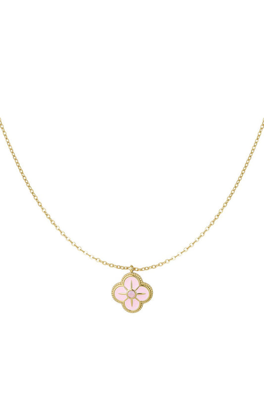 Lange ketting klaver ROZE