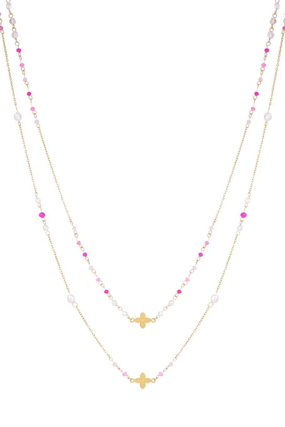 Lange ketting kralen ROZE