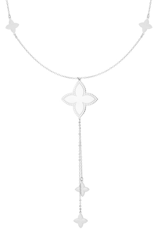 Lange ketting clover ZILVER