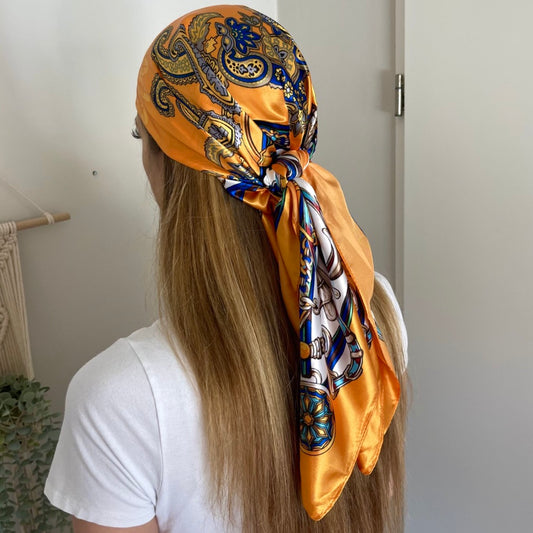 Sjaal paisley oranje/blauw