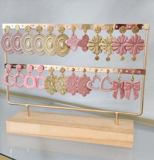 Poymeerklei oorbellen dahlia goud