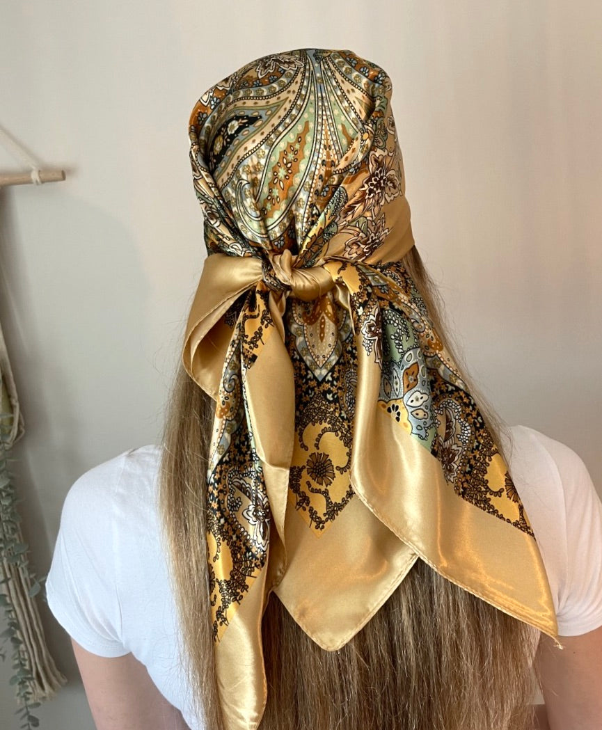 Sjaal paisley goud/beige